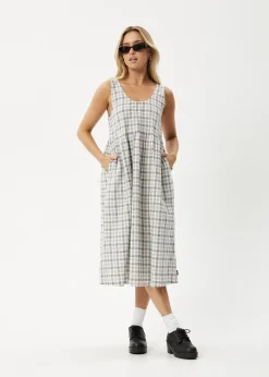 Dresses<Afends Leo  - Seersucker Midi Dress Black / White