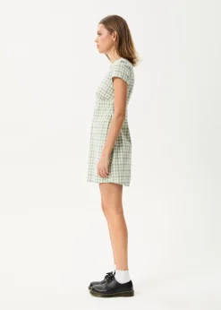 Dresses<Afends Leo - Seersucker Mini Dress Green / White