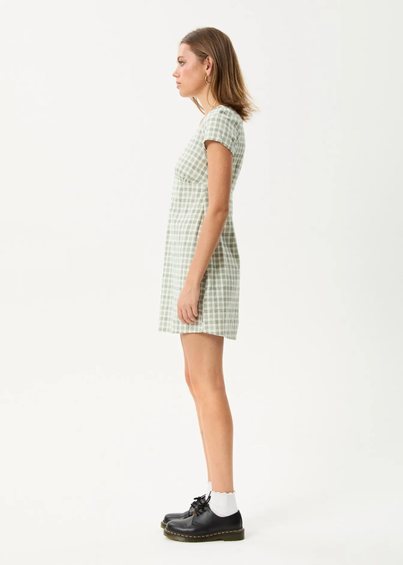 Dresses<Afends Leo - Seersucker Mini Dress Green / White