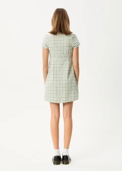 Dresses<Afends Leo - Seersucker Mini Dress Green / White