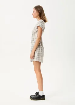 Dresses<Afends Leo - Seersucker Mini Dress Coffee / White