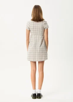 Dresses<Afends Leo - Seersucker Mini Dress Coffee / White