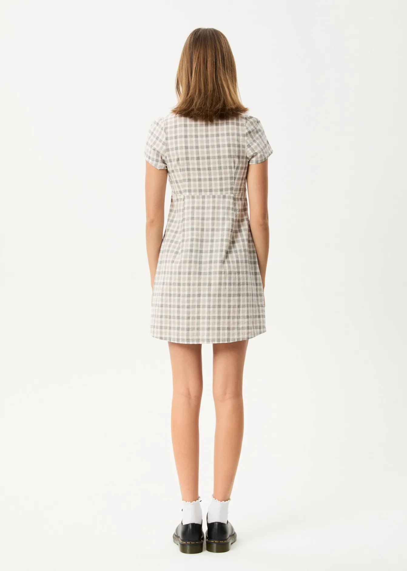 Dresses<Afends Leo - Seersucker Mini Dress Coffee / White