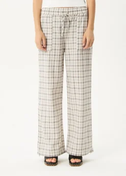 Pants<Afends Leo  - Seersucker Wide Leg Pant Coffee / White