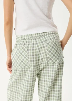 Pants<Afends Leo  - Seersucker Wide Leg Pant Green / White