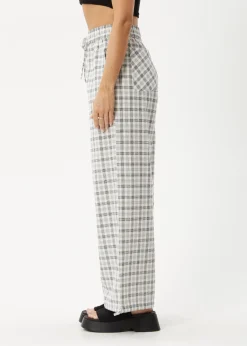 Pants<Afends Leo  - Seersucker Wide Leg Pant Black / White
