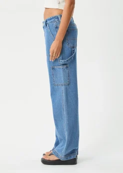 Jeans|Essentials<Afends Lexi  - Low Rise Workwear Jean Worn Blue