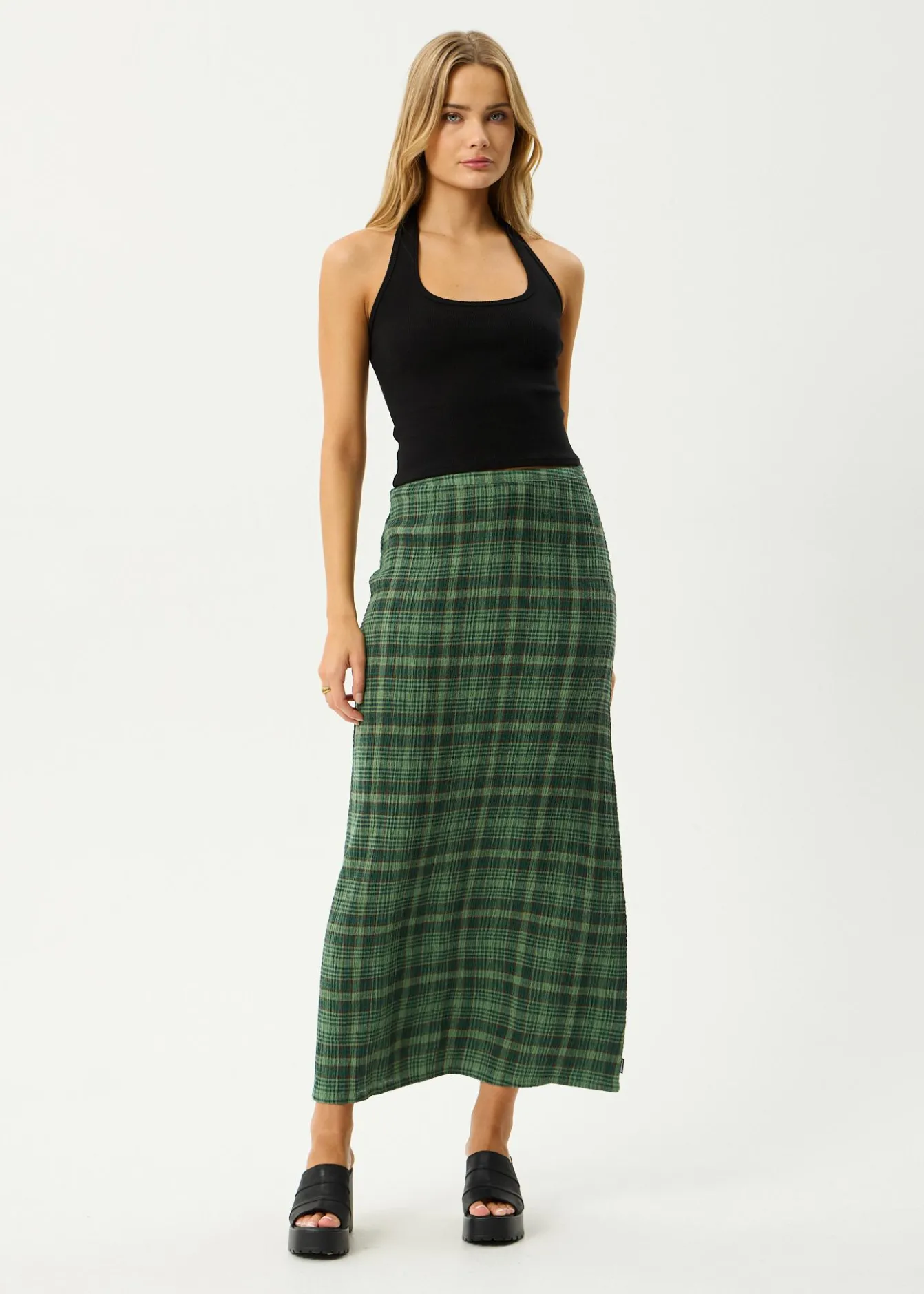 Sets & Co-Ords|Skirts<Afends Lonnie - Seersucker Maxi Skirt Hunter Green