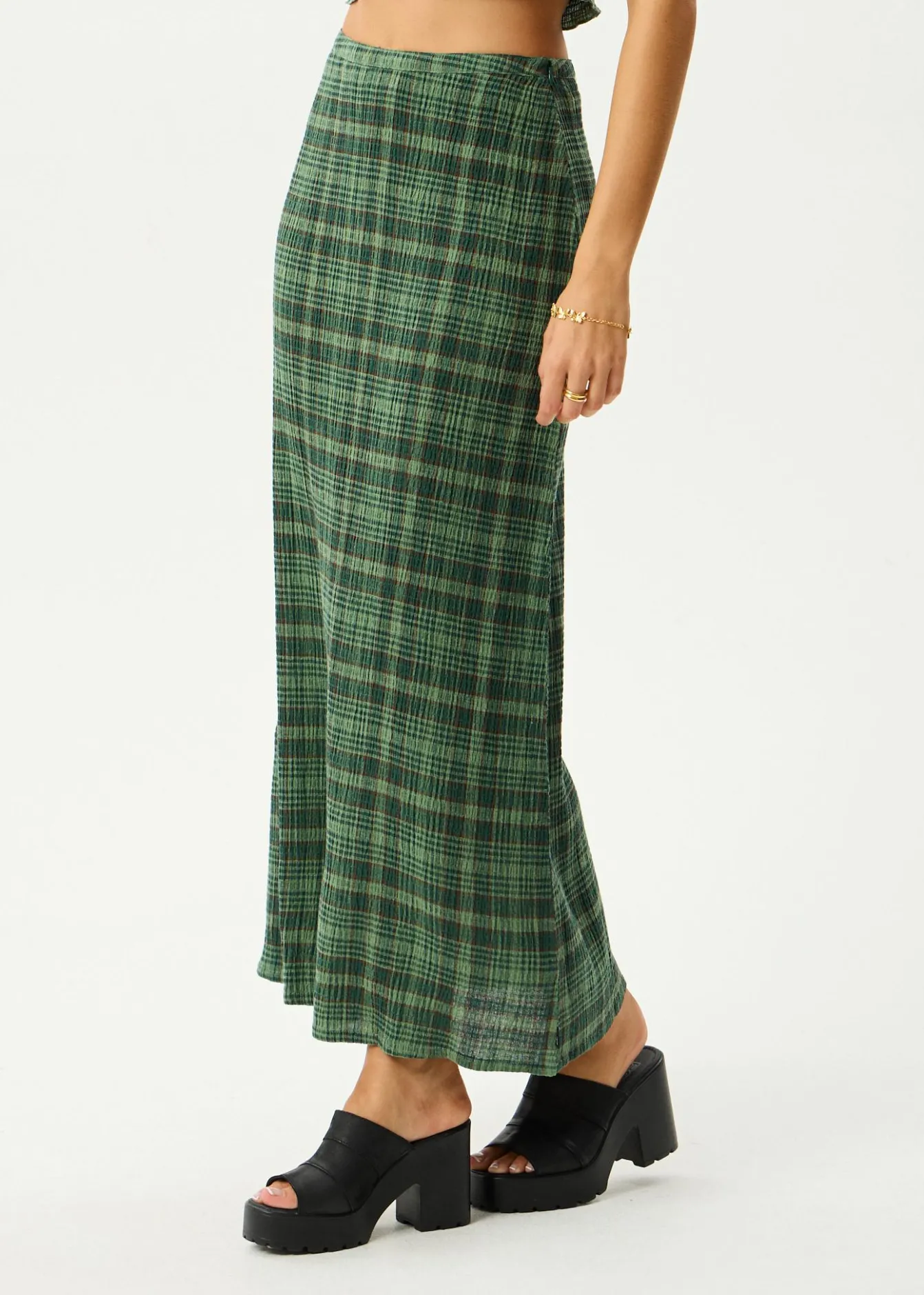 Sets & Co-Ords|Skirts<Afends Lonnie - Seersucker Maxi Skirt Hunter Green