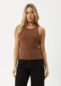 Sleeveless|Essentials<Afends Lydia  - Rib Singlet Toffee