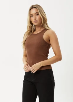 Sleeveless|Essentials<Afends Lydia - Rib Singlet Toffee