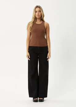 Sleeveless|Essentials<Afends Lydia - Rib Singlet Toffee