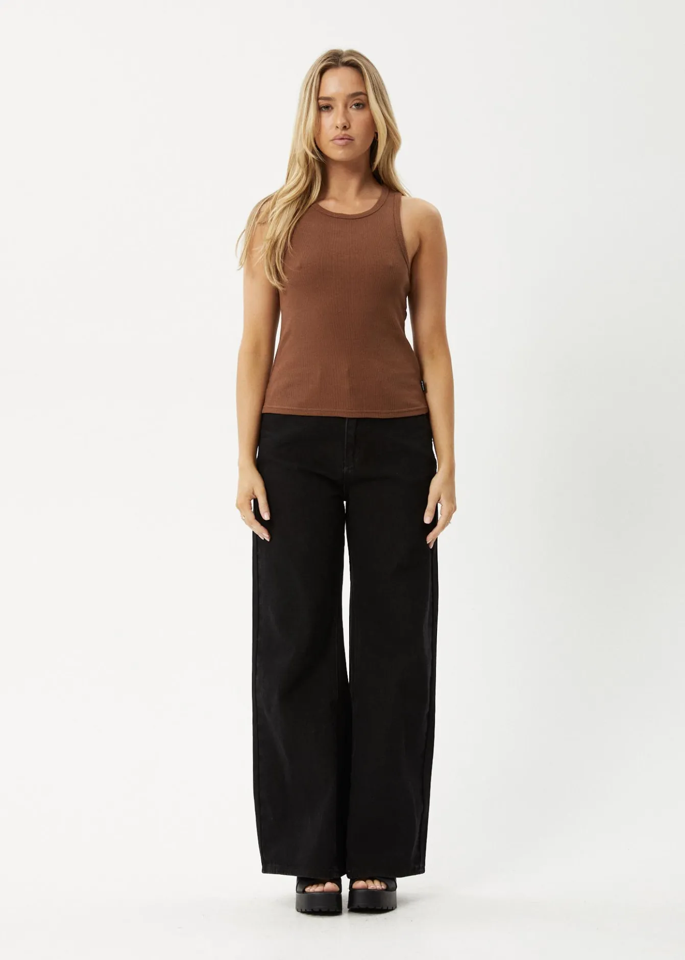 Sleeveless|Essentials<Afends Lydia - Rib Singlet Toffee