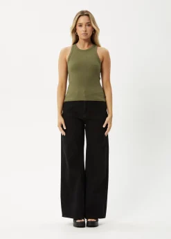 Sleeveless|Essentials<Afends Lydia - Rib Singlet Military