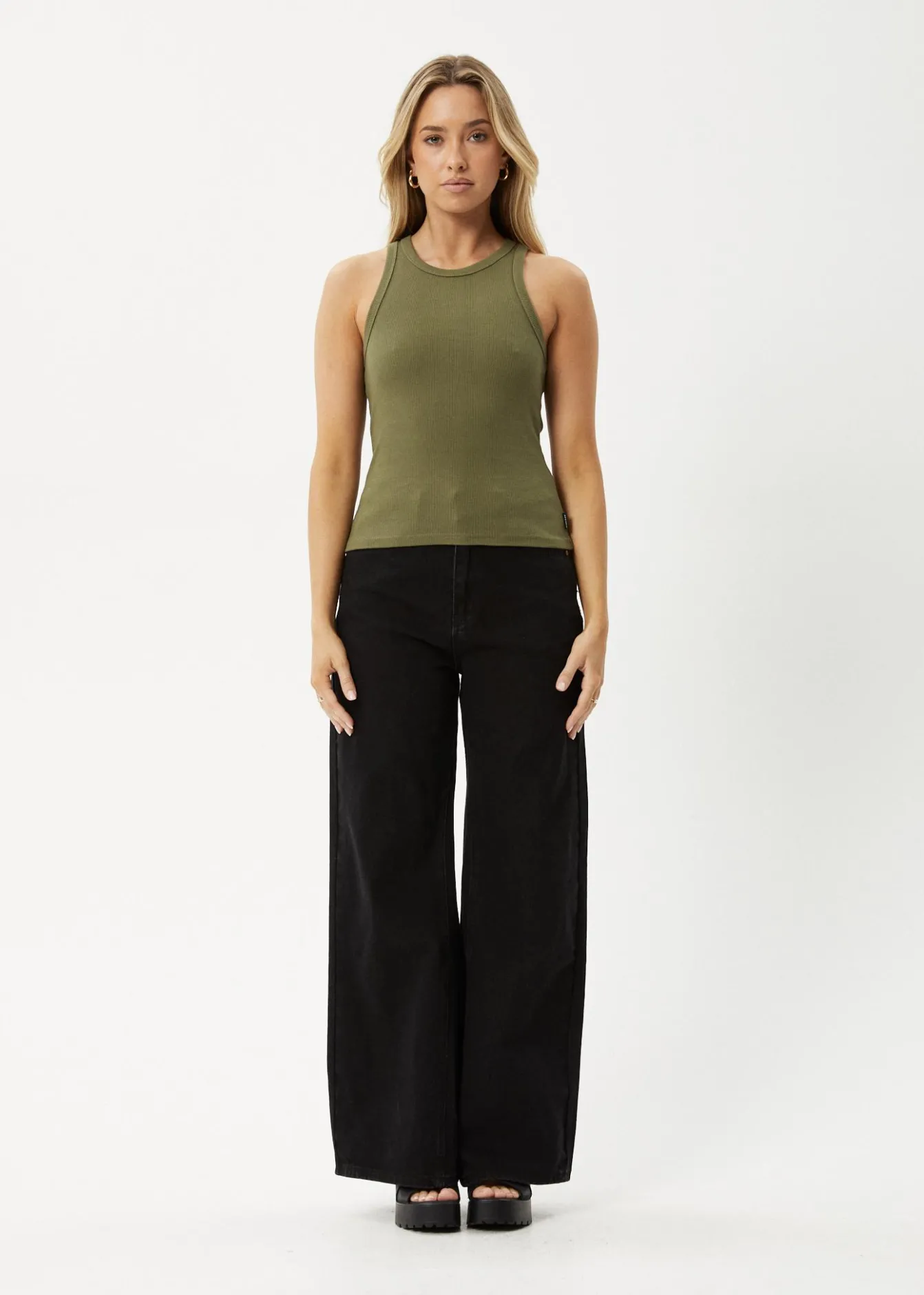 Sleeveless|Essentials<Afends Lydia - Rib Singlet Military
