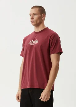 T-Shirts<Afends Mace Life - Boxy Tee Washed Burgundy