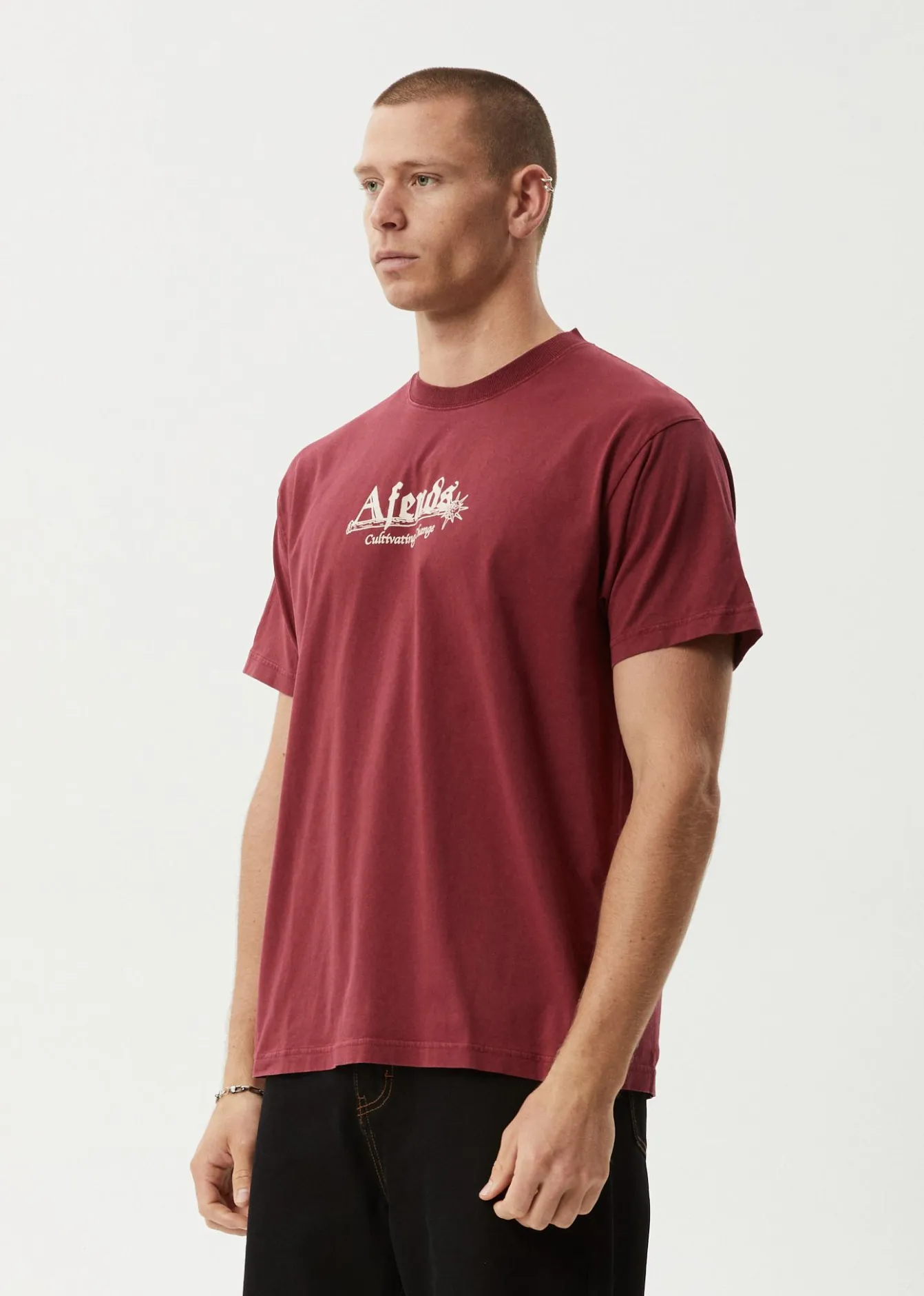 T-Shirts<Afends Mace Life - Boxy Tee Washed Burgundy