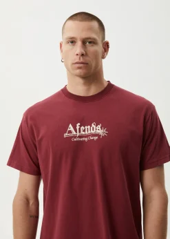T-Shirts<Afends Mace Life - Boxy Tee Washed Burgundy