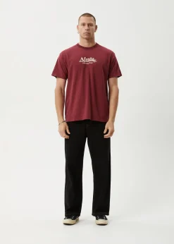 T-Shirts<Afends Mace Life - Boxy Tee Washed Burgundy
