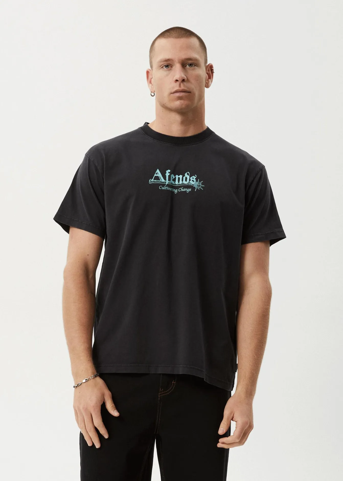 T-Shirts<Afends Mace Life - Boxy Tee Stone Black