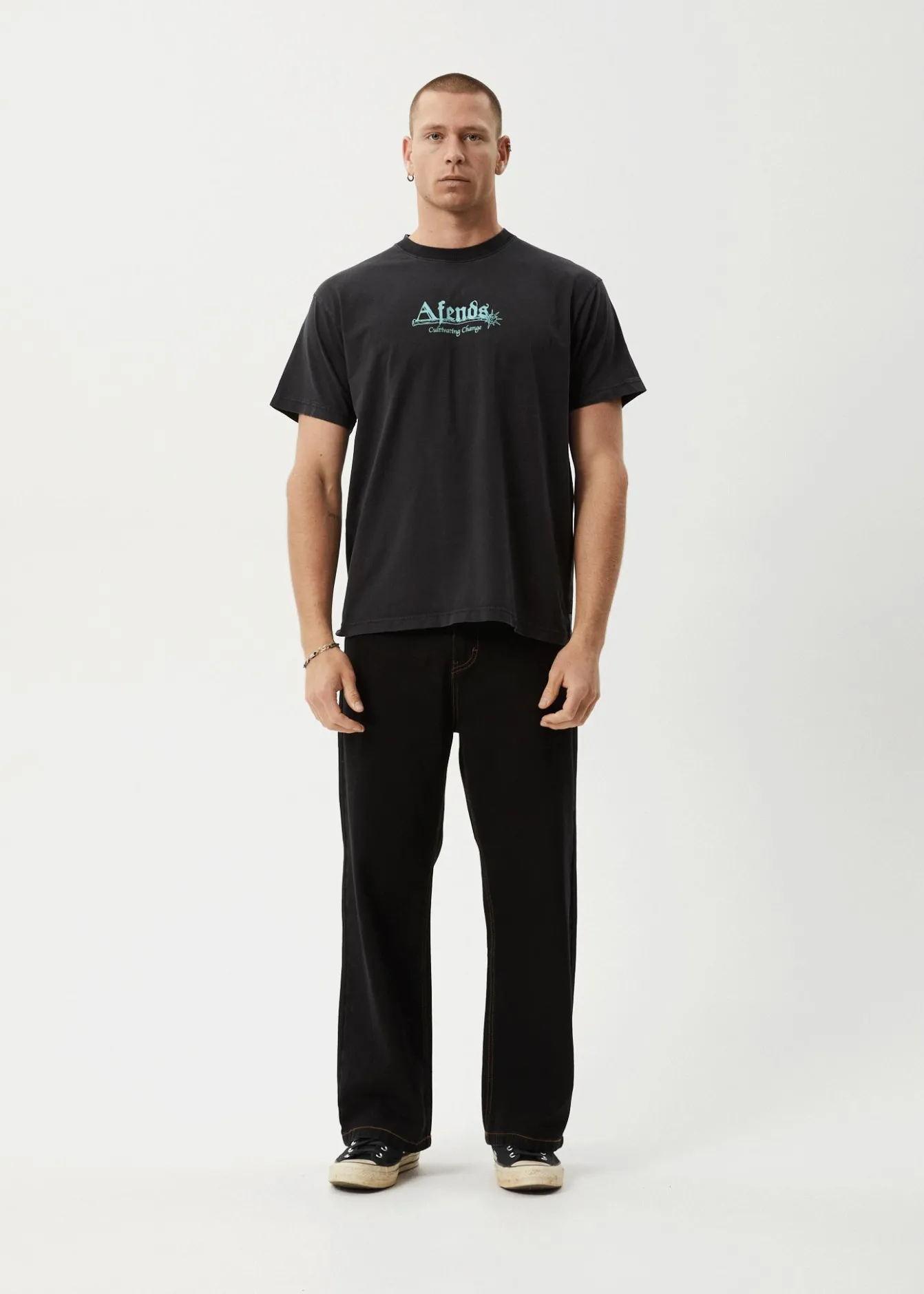 T-Shirts<Afends Mace Life - Boxy Tee Stone Black