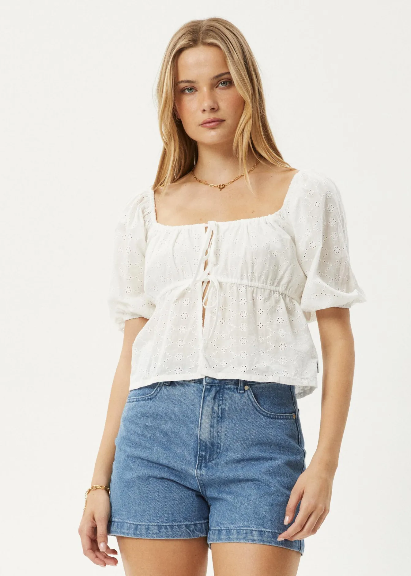 Sets & Co-Ords|Tees & Shirts<Afends Marlow - Tie Front Top White