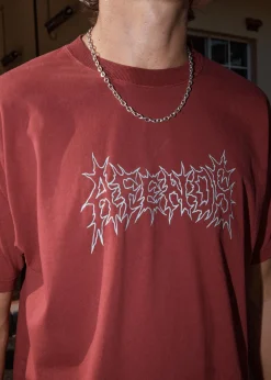 T-Shirts<Afends Mental  - Boxy Tee Washed Burgundy