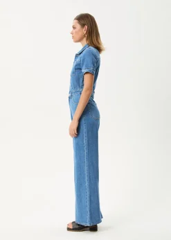 Jumpsuits & Overalls|Essentials<Afends Miami  - Denim Flared Jumpsuit Worn Blue
