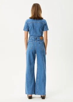 Jumpsuits & Overalls|Essentials<Afends Miami  - Denim Flared Jumpsuit Worn Blue