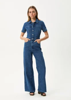 Jumpsuits & Overalls|Essentials<Afends Miami  - Denim Flared Jumpsuit Authentic Blue