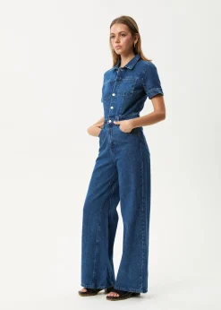 Jumpsuits & Overalls|Essentials<Afends Miami  - Denim Flared Jumpsuit Authentic Blue