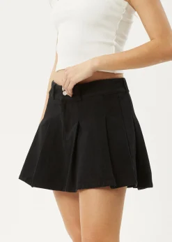 Skirts<Afends Mika  - Pleat Mini Skirt Black