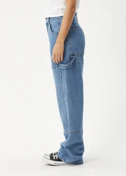 Essentials|Jeans<Afends Moss  - Denim Workwear Jean Worn Blue