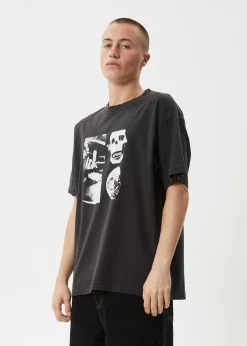 T-Shirts<Afends New And Clear  - Heavyweight Boxy Tee Stone Black