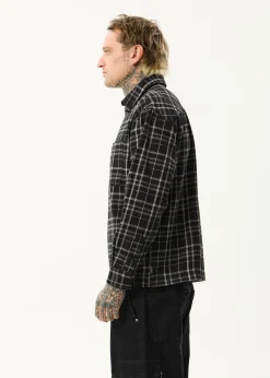 Shirts<Afends Nights - Flannel Long Sleeve Shirt Black Check