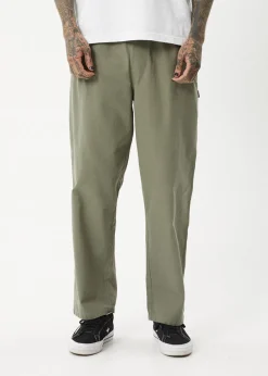 Pants<Afends Ninety Eights  - Baggy Elastic Waist Pant Olive