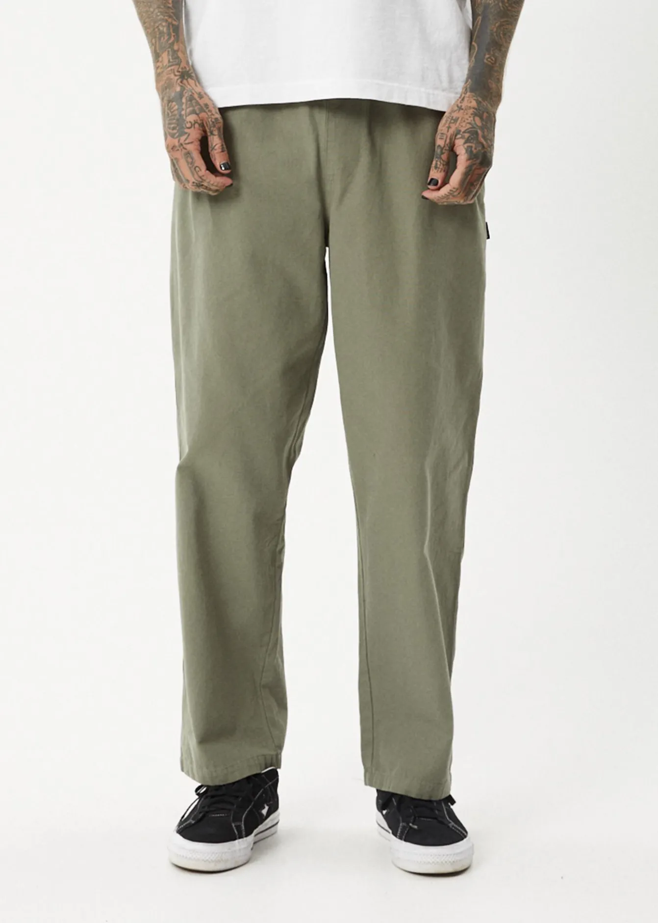 Pants<Afends Ninety Eights - Baggy Elastic Waist Pant Olive