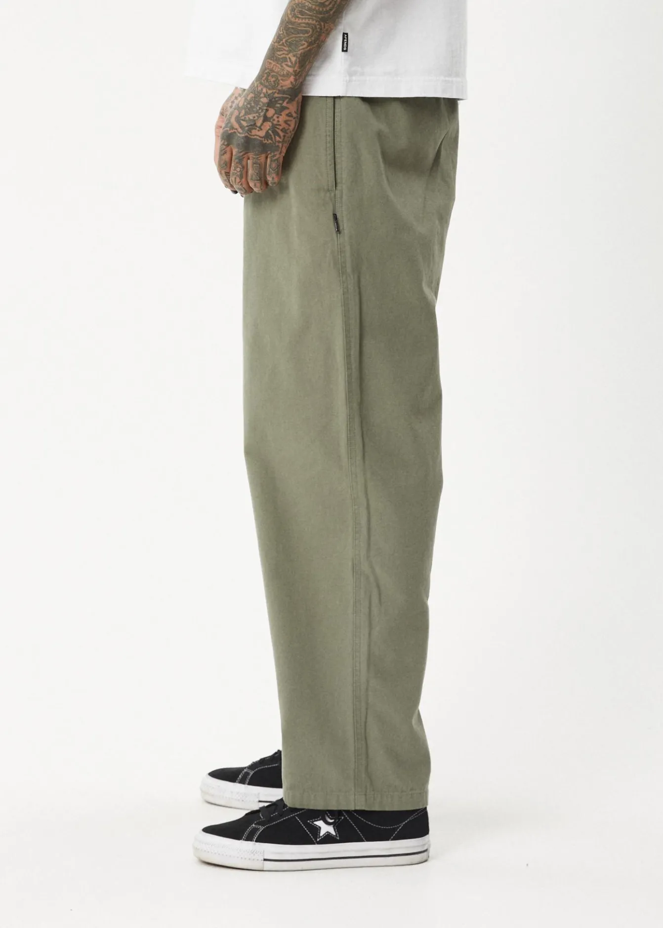 Pants<Afends Ninety Eights - Baggy Elastic Waist Pant Olive