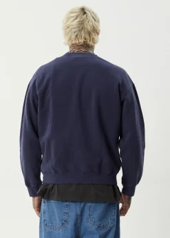 Sweaters & Hoodies<Afends Nuts N Bolts  - Crew Neck Jumper Washed Deep Sea