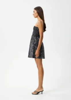 Dresses<Afends Paisley  - Strapless Mini Dress Black