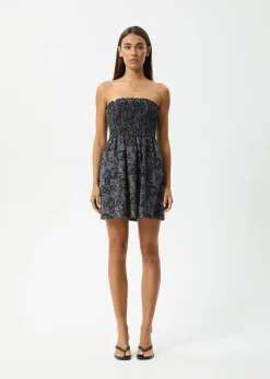 Dresses<Afends Paisley  - Strapless Mini Dress Black