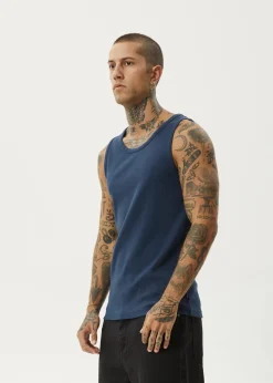 Sleeveless<Afends Paramount  - Rib Singlet Navy