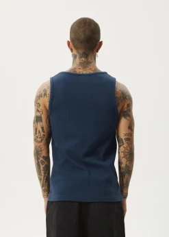 Sleeveless<Afends Paramount  - Rib Singlet Navy