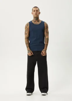 Sleeveless<Afends Paramount  - Rib Singlet Navy