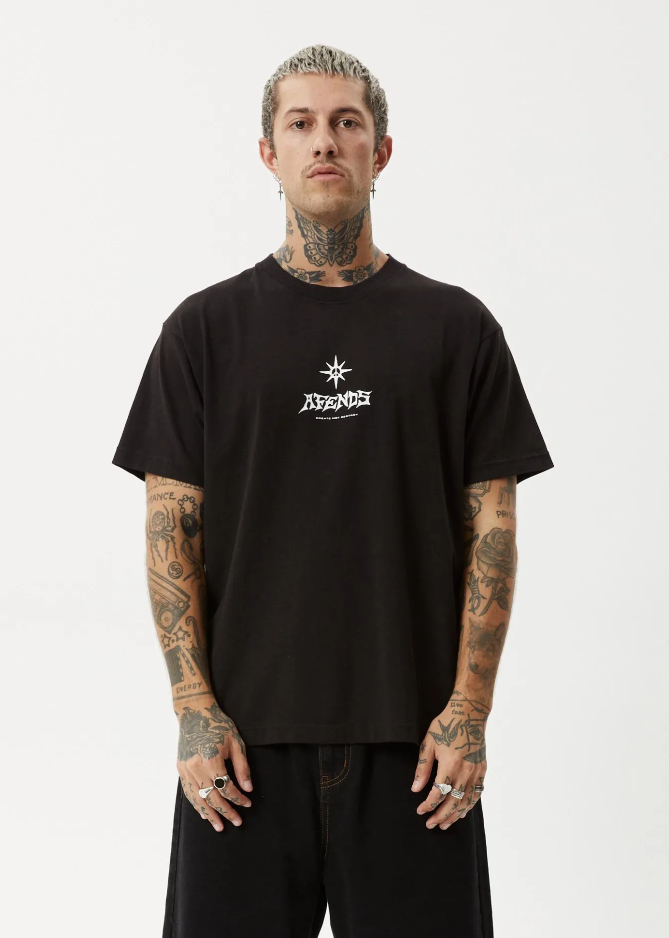 T-Shirts<Afends Peace Out - Boxy Tee Black