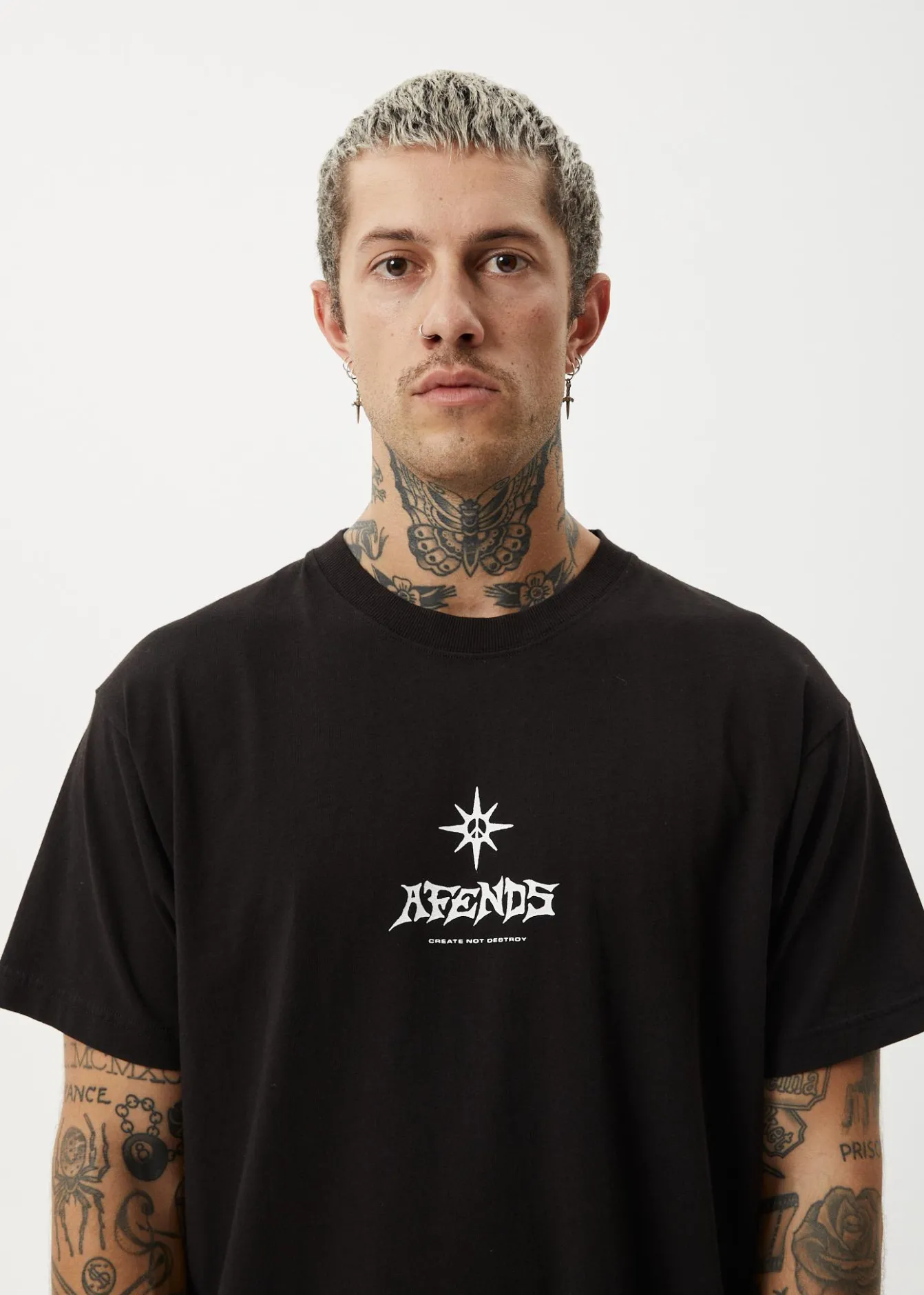 T-Shirts<Afends Peace Out - Boxy Tee Black