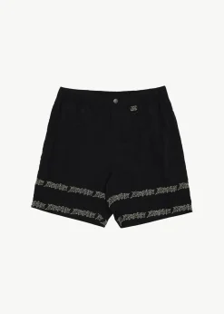 Shorts<Afends Peace Out Tape  - Elastic Waist Short Black