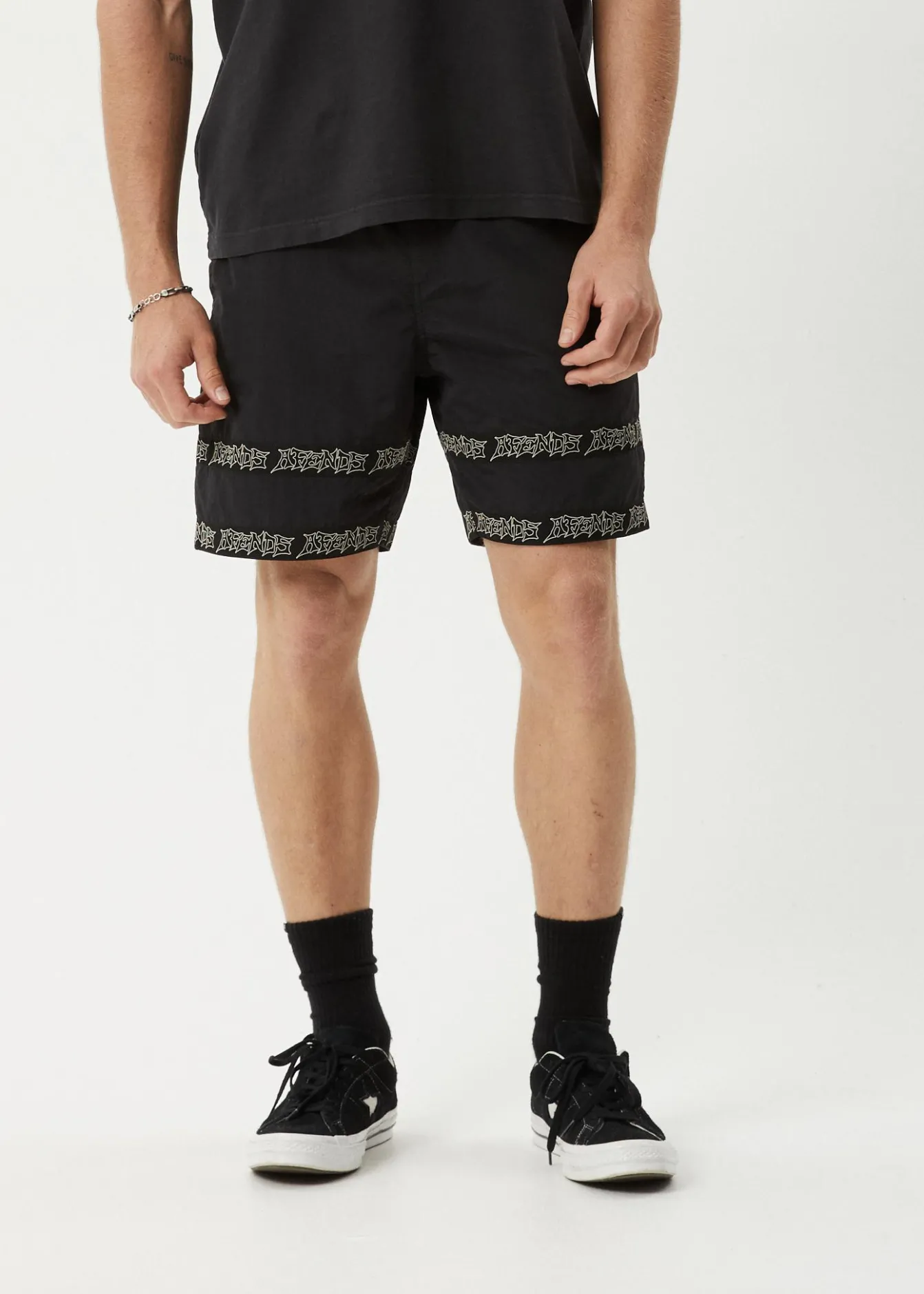 Shorts<Afends Peace Out Tape - Elastic Waist Short Black