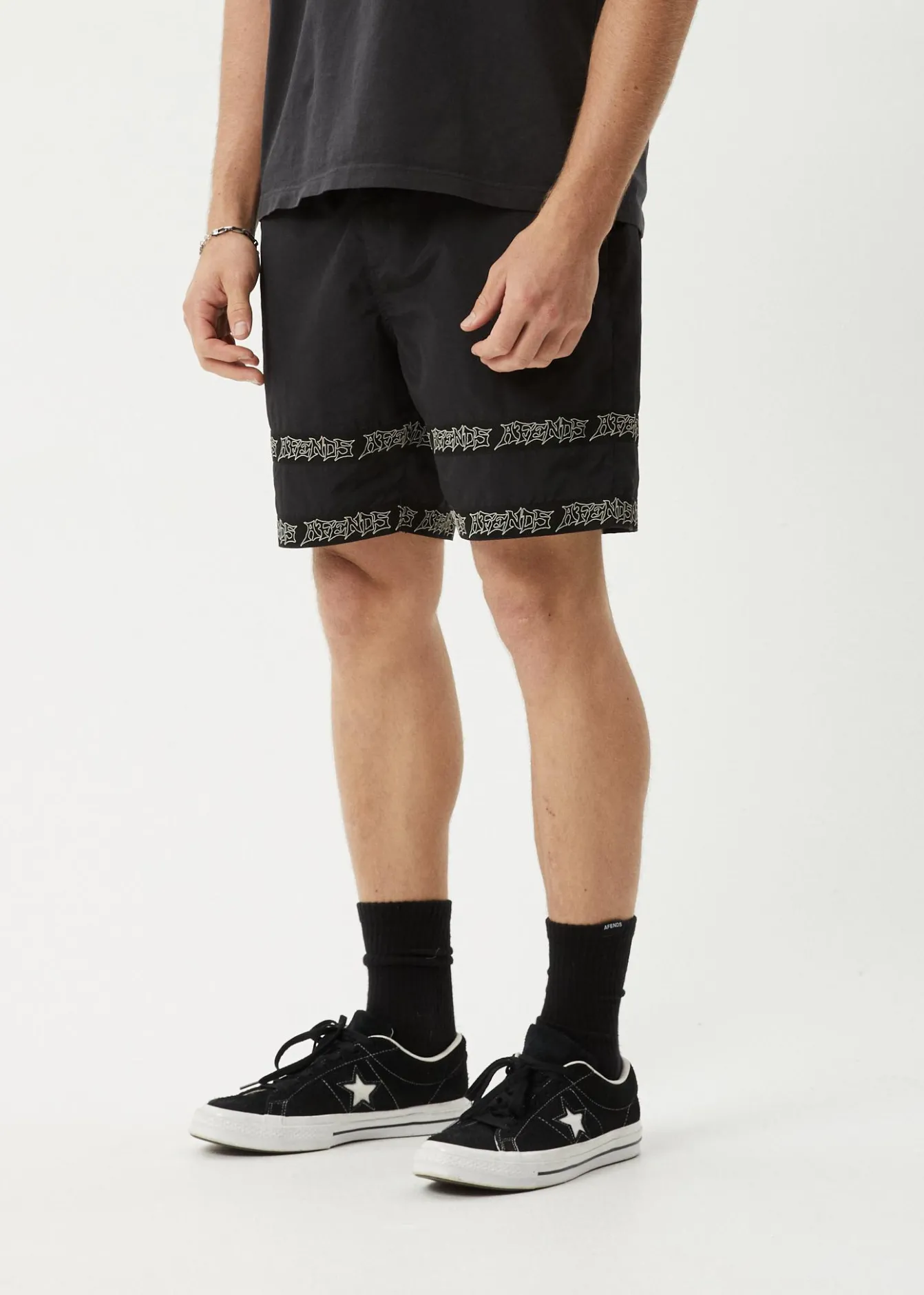 Shorts<Afends Peace Out Tape - Elastic Waist Short Black
