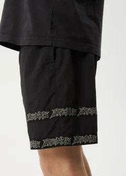 Shorts<Afends Peace Out Tape - Elastic Waist Short Black